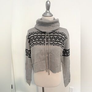 NEW w/Tags DEREK HEART Gray Patterned Turtleneck Sweater Size Small